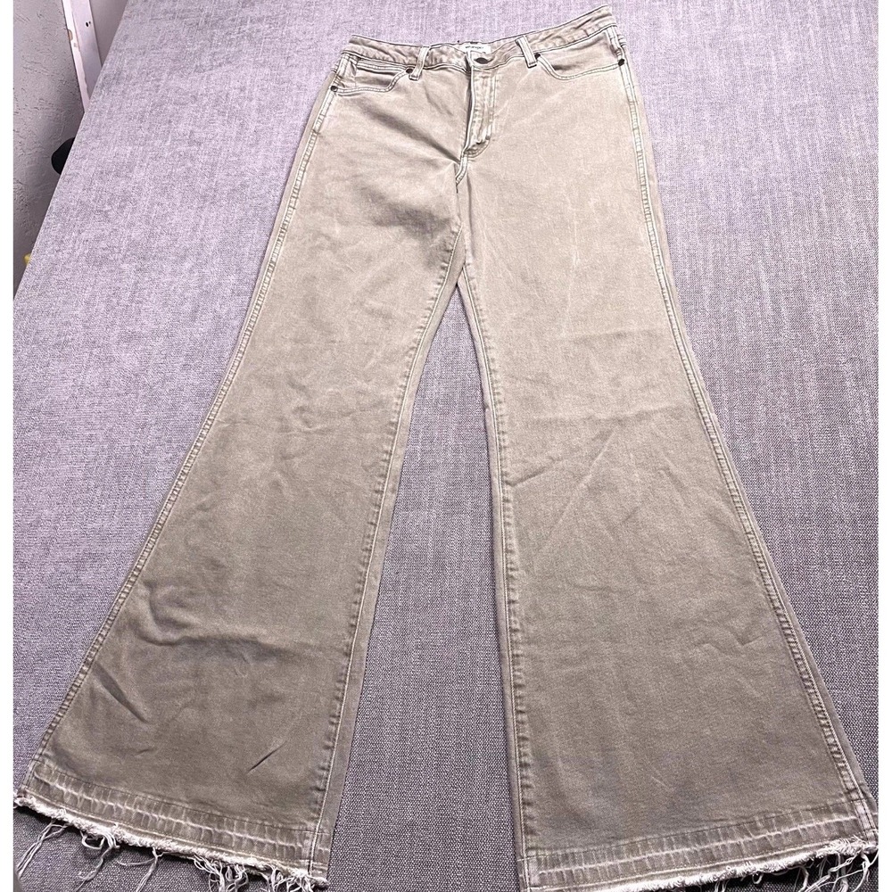 Wrangler Wanderer Mid Rise Flare Jeans Womens 30x34 Beige Denim Cotton Stretch